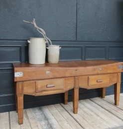 New Pamono Large French Art Deco Butcher's Block Table, 1920s