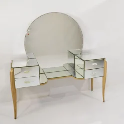 Best Pamono Large French Coiffeuse Glass Dressing Table for Ledies, 1950s