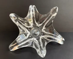 Pamono Large French Floral Crystal Glass Shell Bowl by Art Vannes, France, 1960s><noscript><img width=