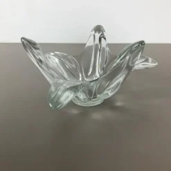 Pamono Large French Floral Crystal Glass Shell Bowl by Art Vannes, France, 1970s><noscript><img width=