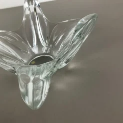 Pamono Large French Floral Crystal Glass Shell Bowl by Art Vannes, France, 1970s><noscript><img width=