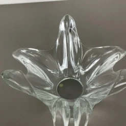 Pamono Large French Floral Crystal Glass Shell Bowl by Art Vannes, France, 1970s><noscript><img width=