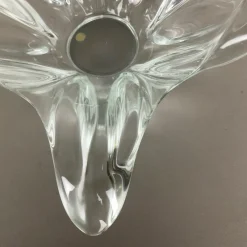 Pamono Large French Floral Crystal Glass Shell Bowl by Art Vannes, France, 1970s><noscript><img width=