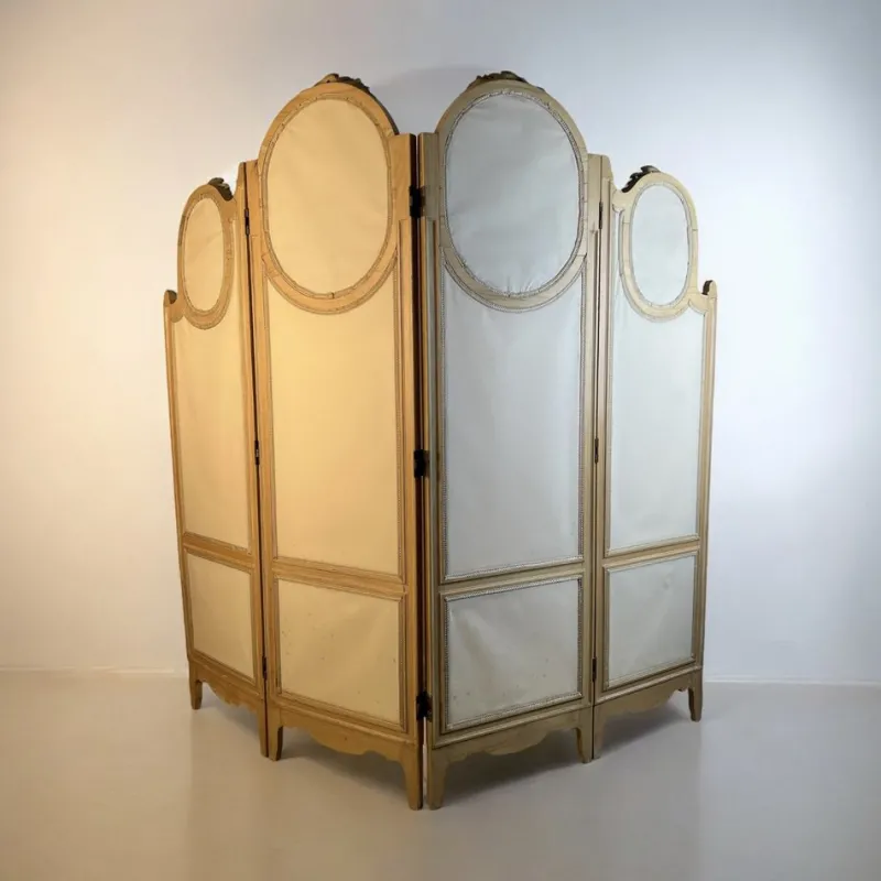 Pamono Large French Four-Fold Mirrored Dressing Screen, 1920s> Room Dividers & Screens