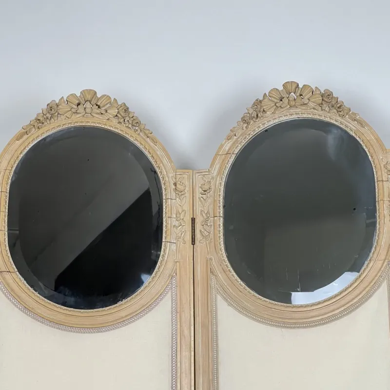 Pamono Large French Four-Fold Mirrored Dressing Screen, 1920s> Room Dividers & Screens