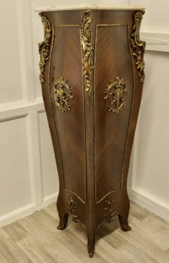 Pamono Large French Rococo Walnut and Ormolu Pedestal><noscript><img width=