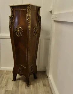 Pamono Large French Rococo Walnut and Ormolu Pedestal><noscript><img width=