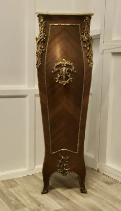 Pamono Large French Rococo Walnut and Ormolu Pedestal><noscript><img width=