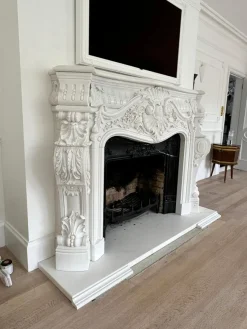 Discount Pamono Large French Rococo White Marble Fireplace, 1990