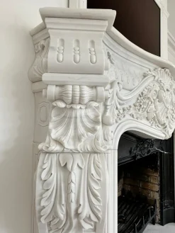 Discount Pamono Large French Rococo White Marble Fireplace, 1990