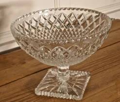 Online Pamono Large French Tazza Diamond Cut Cristal Pedestal Fruit Dish, 1950