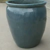 Pamono Large French Terracotta Turquoise Blue Garden Planter, 1960s> Planters And Jardiniere