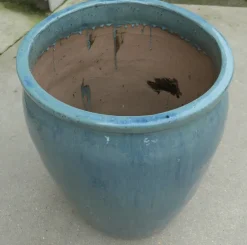 Pamono Large French Terracotta Turquoise Blue Garden Planter, 1960s><noscript><img width=