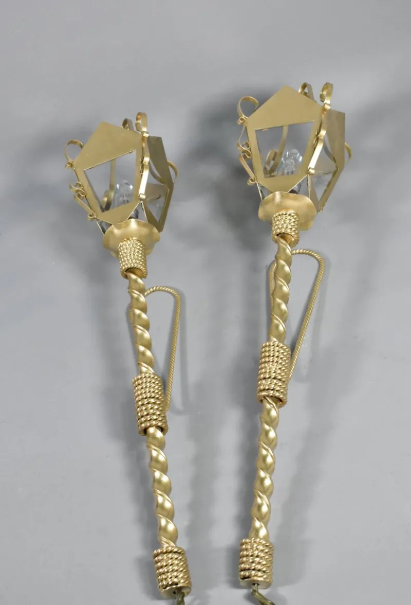 Pamono Large French Wall Sconces, 1950s, Set of 2> Wall Lights & Sconces