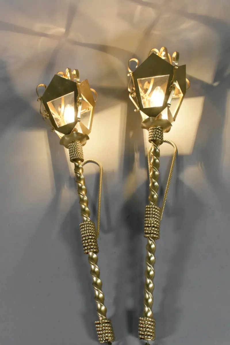 Pamono Large French Wall Sconces, 1950s, Set of 2> Wall Lights & Sconces