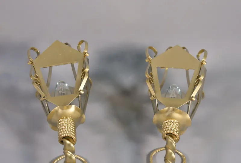 Pamono Large French Wall Sconces, 1950s, Set of 2> Wall Lights & Sconces