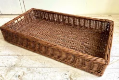 Pamono Large French Wicker Bakery Basket, 1950s> Trunks Crates & Baskets