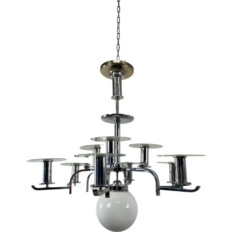 Pamono Large Functionalist Bauhaus Chandelier, 1930s> Ceiling Lights