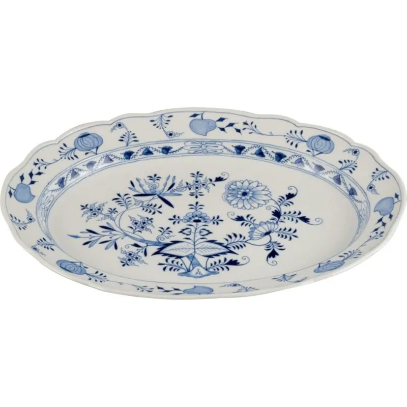 Pamono Large German Blue Onion Pattern Serving Platter from Meissen, 1890s> Serving Dishes