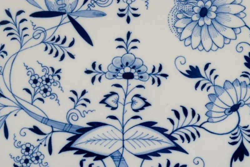 Pamono Large German Blue Onion Pattern Serving Platter from Meissen, 1890s> Serving Dishes