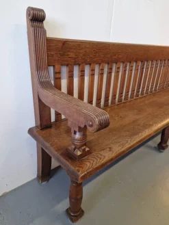 Pamono Large German Church Bench in Oak><noscript><img width=