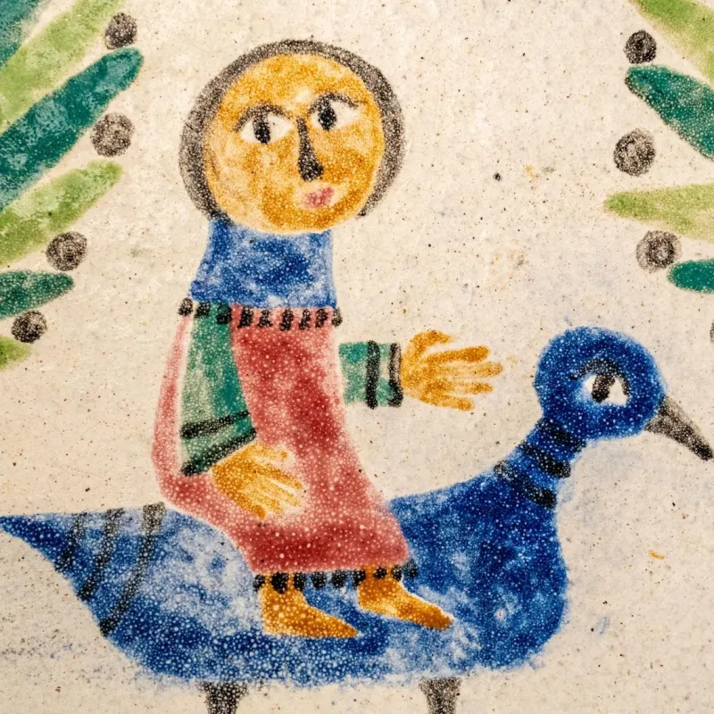 Pamono Large Glazed Ceramic Plaque by Marie-Henriette Bataille, 1960s> Wall Decor