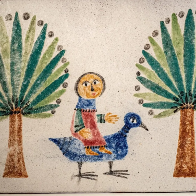 Pamono Large Glazed Ceramic Plaque by Marie-Henriette Bataille, 1960s> Wall Decor