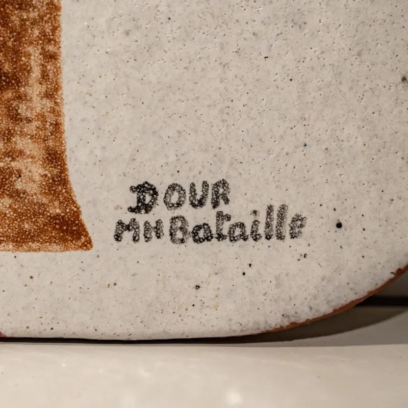 Pamono Large Glazed Ceramic Plaque by Marie-Henriette Bataille, 1960s> Wall Decor