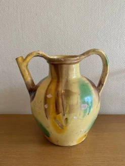 Best Pamono Large Glazed Terracotta Pitcher, Southwest France, 19th Century