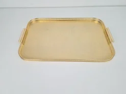 Outlet Pamono Large Gold Anodized Aluminum Tray by Kaymet, 1950s