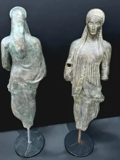 Pamono Large Greek Bronze Sculptures from the Achaean Period, 1940s, Set of 2><noscript><img width=