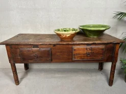 Pamono Large Green Ceramic Bowl, 1980s
