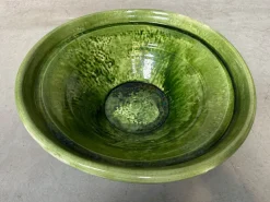 Pamono Large Green Ceramic Bowl, 1980s