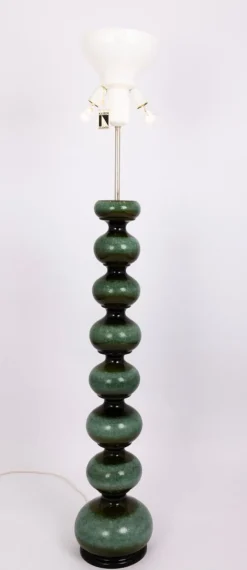 Pamono Large Green Ceramic Floor Lamp from Kaiser Leuchten, Germany, 1970s><noscript><img width=