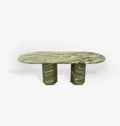 Pamono Large Green Marble Oval Dining Table by My Habitat Design> Tables