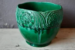 Pamono Large Green Slip Planter from Orchies, 1930s><noscript><img width=