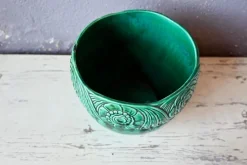 Pamono Large Green Slip Planter from Orchies, 1930s><noscript><img width=