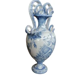 Pamono Large Hand-Painted Ceramic Vase from Spotorno, 1950s> Vases