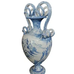 Pamono Large Hand-Painted Ceramic Vase from Spotorno, 1950s><noscript><img width=