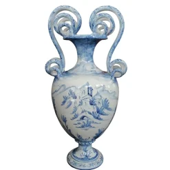 Pamono Large Hand-Painted Ceramic Vase from Spotorno, 1950s><noscript><img width=