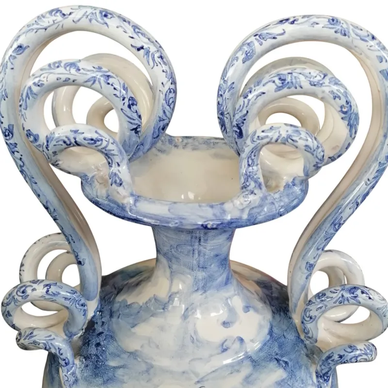 Pamono Large Hand-Painted Ceramic Vase from Spotorno, 1950s> Vases