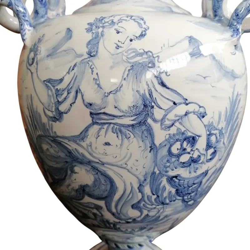 Pamono Large Hand-Painted Ceramic Vase from Spotorno, 1950s> Vases