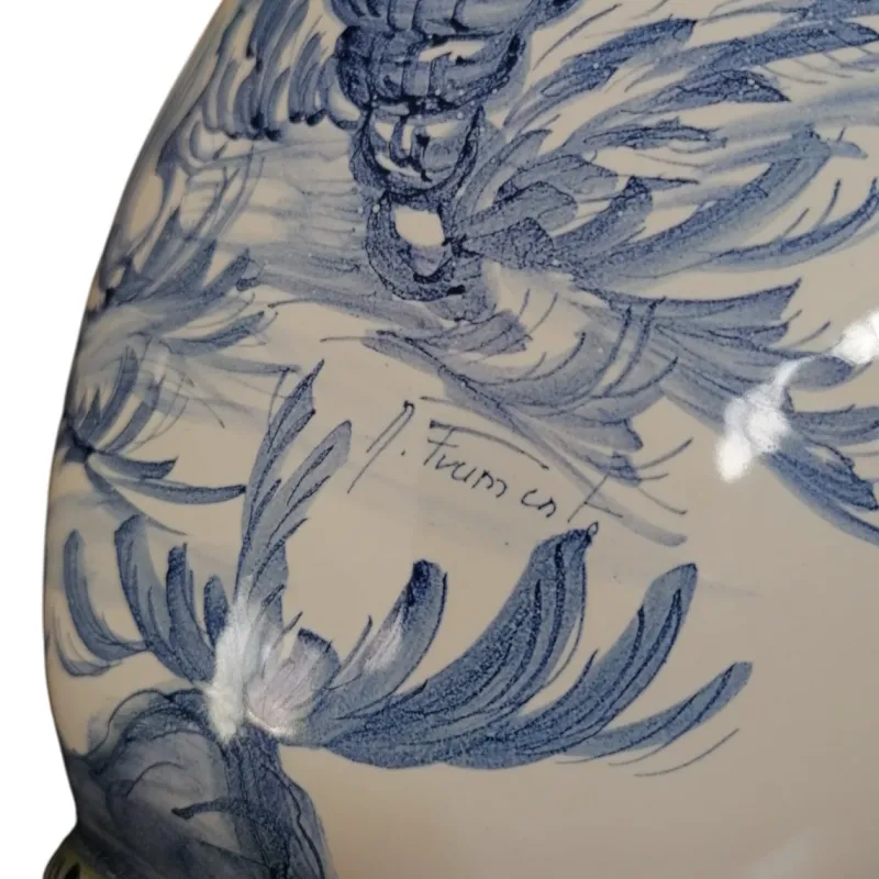 Pamono Large Hand-Painted Ceramic Vase from Spotorno, 1950s> Vases