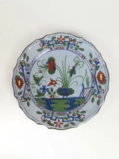 Pamono Large Hand-Painted Plate with Italian Oriental Decoration from Faenza, 1940s> Dinnerware Accessories