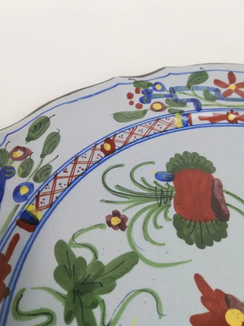 Pamono Large Hand-Painted Plate with Italian Oriental Decoration from Faenza, 1940s> Dinnerware Accessories