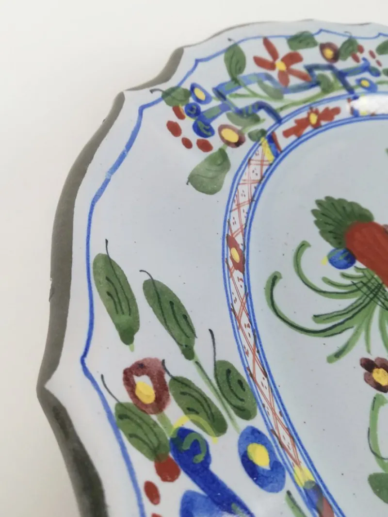Pamono Large Hand-Painted Plate with Italian Oriental Decoration from Faenza, 1940s> Dinnerware Accessories