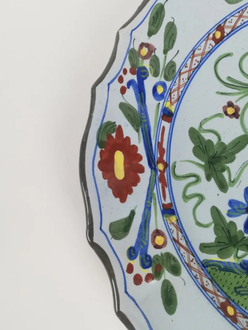 Pamono Large Hand-Painted Plate with Italian Oriental Decoration from Faenza, 1940s> Dinnerware Accessories