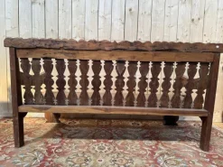 Pamono Large Indonesian Garden Bench in Carved Walnut