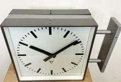 Best Pamono Large Industrial Square Double Sided Factory Wall Clock from Pragotron, 1970s