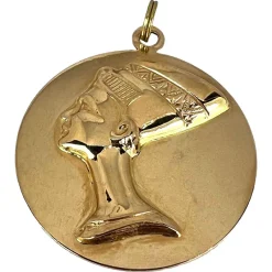 New Pamono Large Italian 18 Karat Yellow Gold Queen Nefertiti Bust Charm Pendant, 1980s